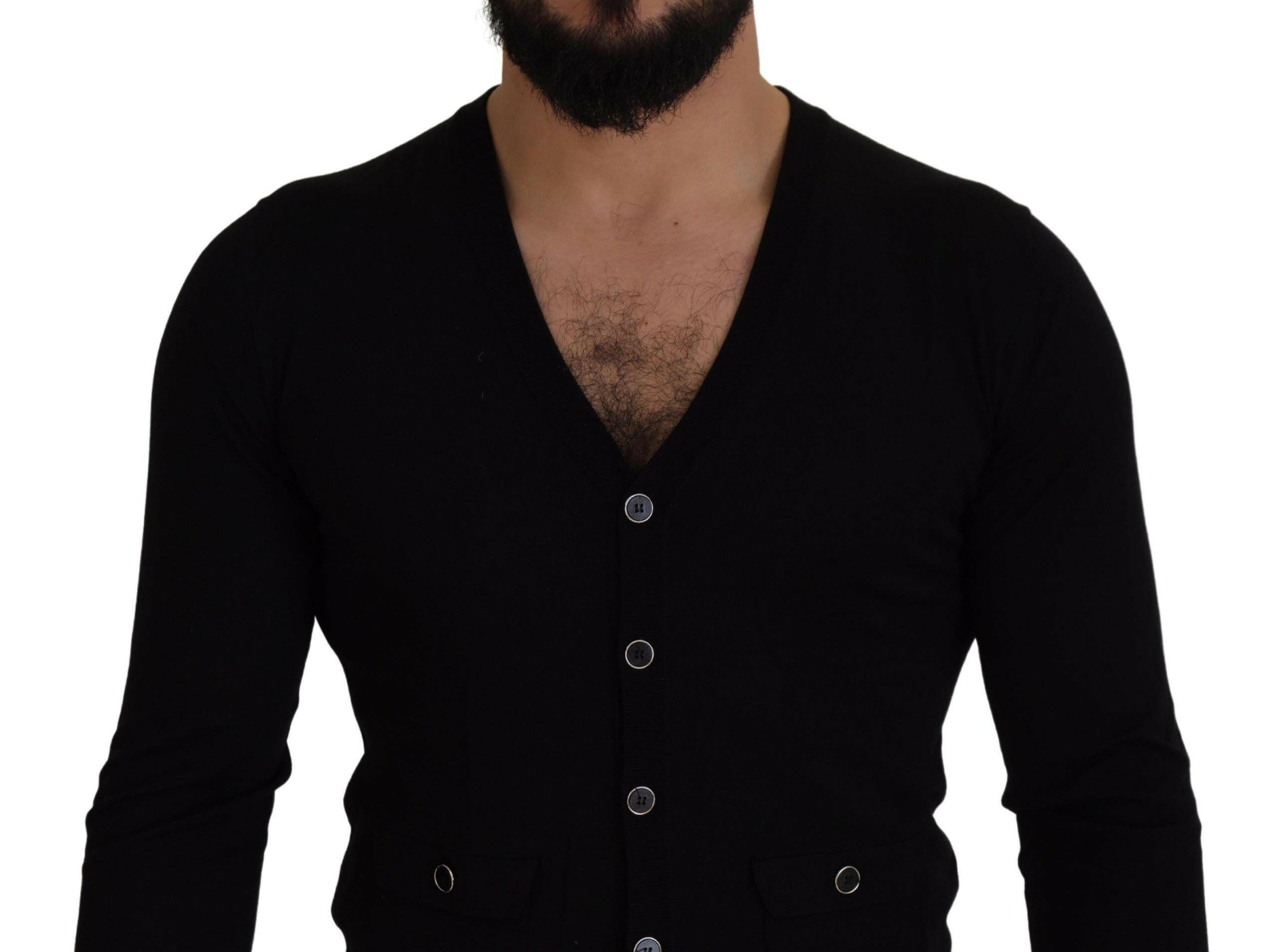 Dolce & Gabbana Black Wool Button Down Cardigan Sweater -   -  Dolce & Gabbana. Dolce & Gabbana Black Wool Button Down Cardigan Sweater -   -  Dolce & Gabbana.