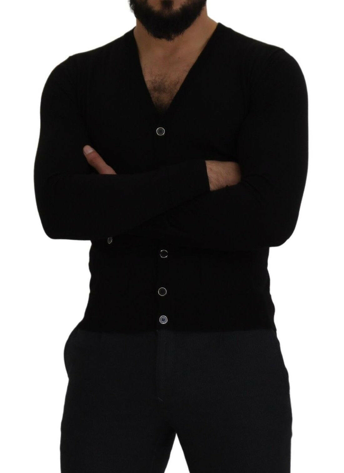 Dolce & Gabbana Black Wool Button Down Cardigan Sweater -   -  Dolce & Gabbana. Dolce & Gabbana Black Wool Button Down Cardigan Sweater -   -  Dolce & Gabbana.