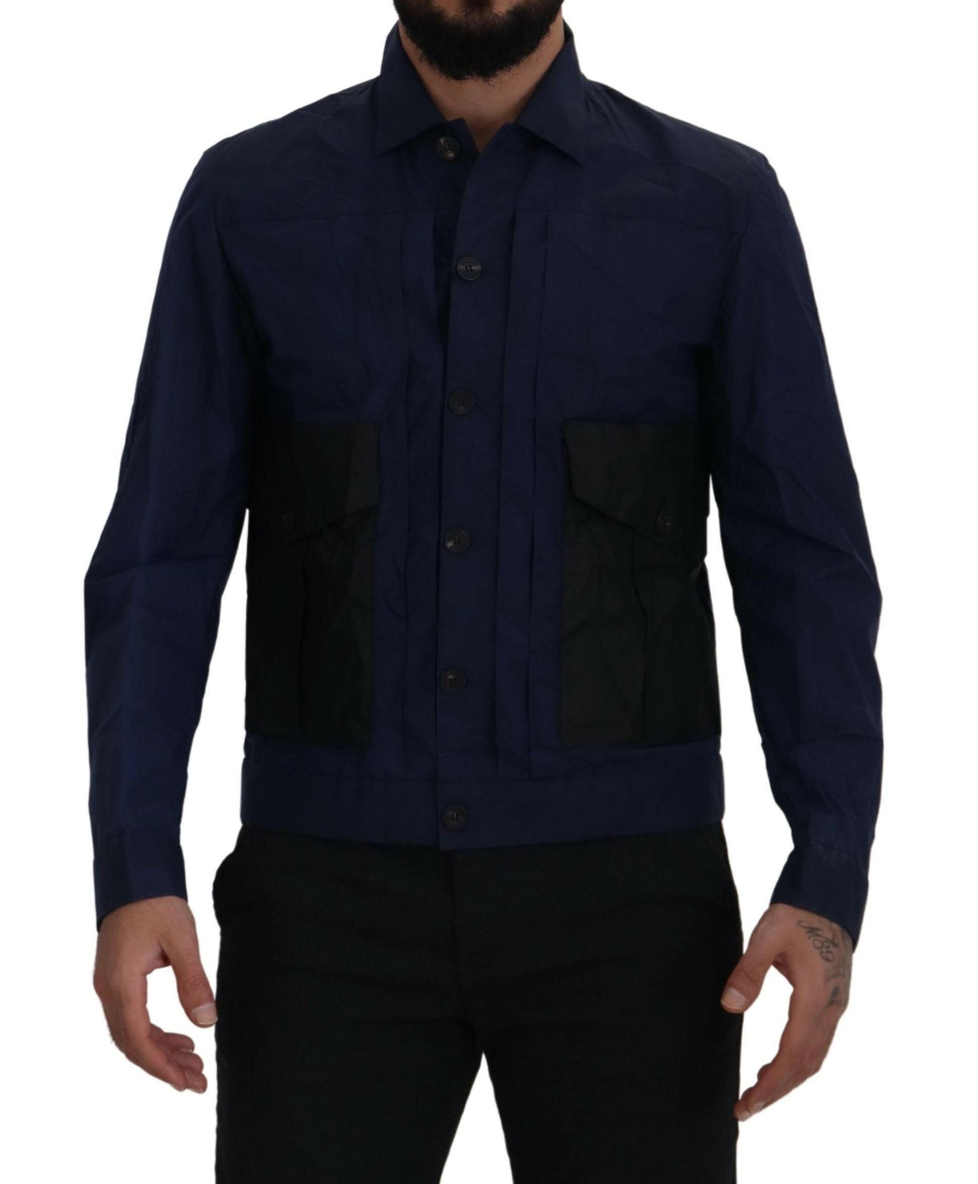DsquaredΒ² Dark Blue Cotton Collared Long Sleeves Casual Shirt -   -  DsquaredΒ².