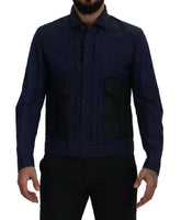 DsquaredΒ² Dark Blue Cotton Collared Long Sleeves Casual Shirt -   -  DsquaredΒ².