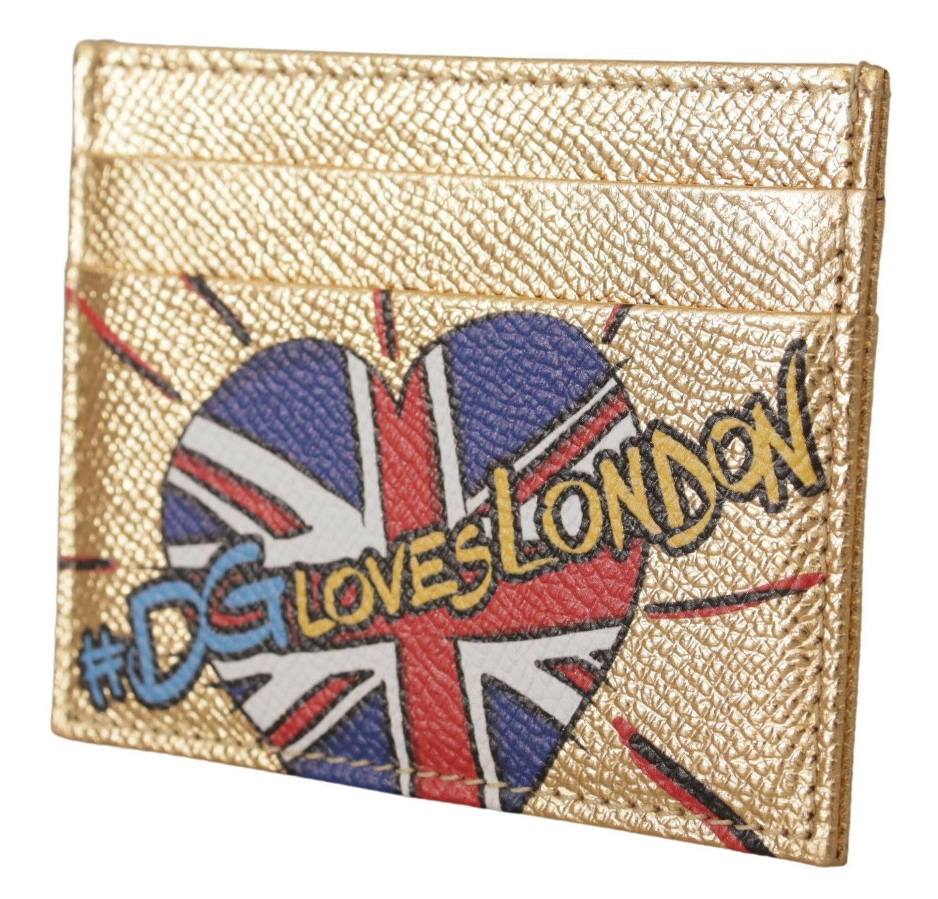 Dolce & Gabbana Gold Leather #DGLovesLondon Women Cardholder Case Wallet -   -  Dolce & Gabbana. Dolce & Gabbana Gold Leather #DGLovesLondon Women Cardholder Case Wallet -   -  Dolce & Gabbana.