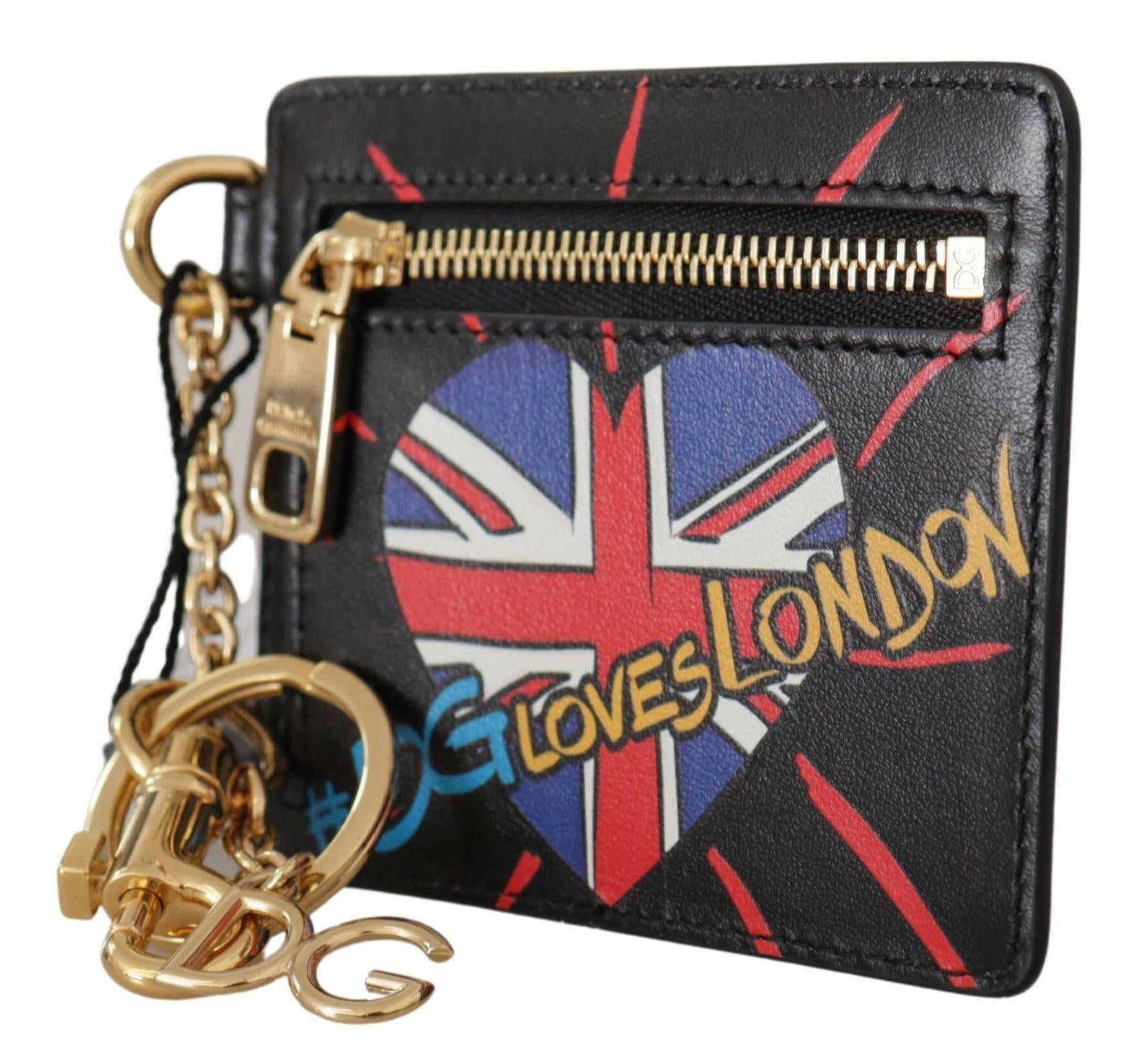 Dolce & Gabbana Black Leather #DGLovesLondon Keyring Cardholder Coin Case -   -  Dolce & Gabbana. Dolce & Gabbana Black Leather #DGLovesLondon Keyring Cardholder Coin Case -   -  Dolce & Gabbana.