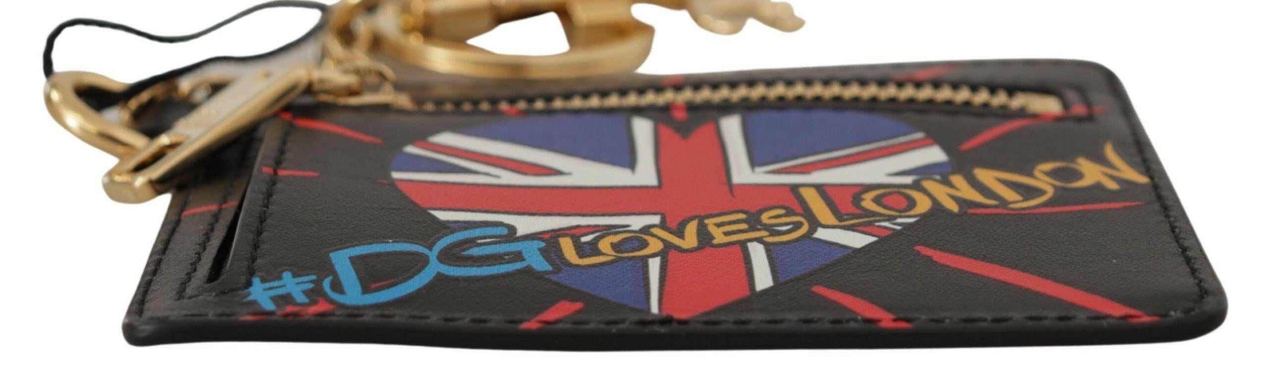 Dolce & Gabbana Black Leather #DGLovesLondon Keyring Cardholder Coin Case -   -  Dolce & Gabbana. Dolce & Gabbana Black Leather #DGLovesLondon Keyring Cardholder Coin Case -   -  Dolce & Gabbana.