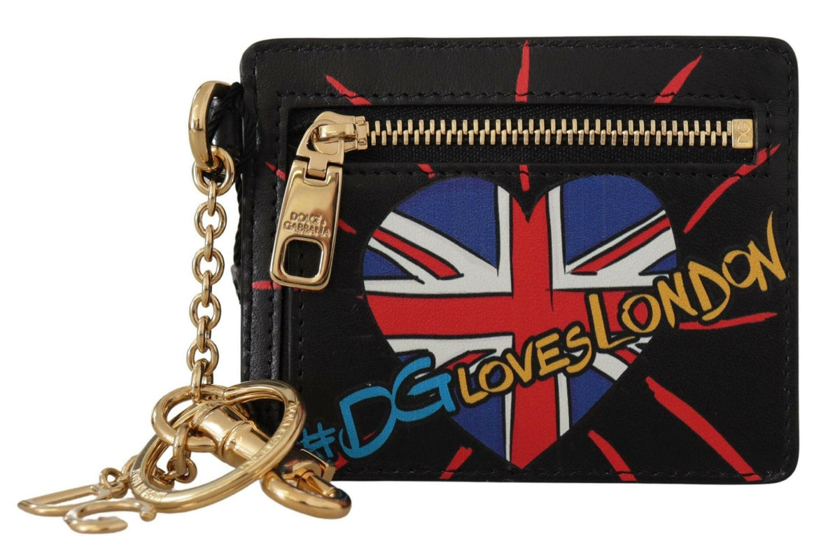 Dolce & Gabbana Black Leather #DGLovesLondon Keyring Cardholder Coin Case -   -  Dolce & Gabbana.