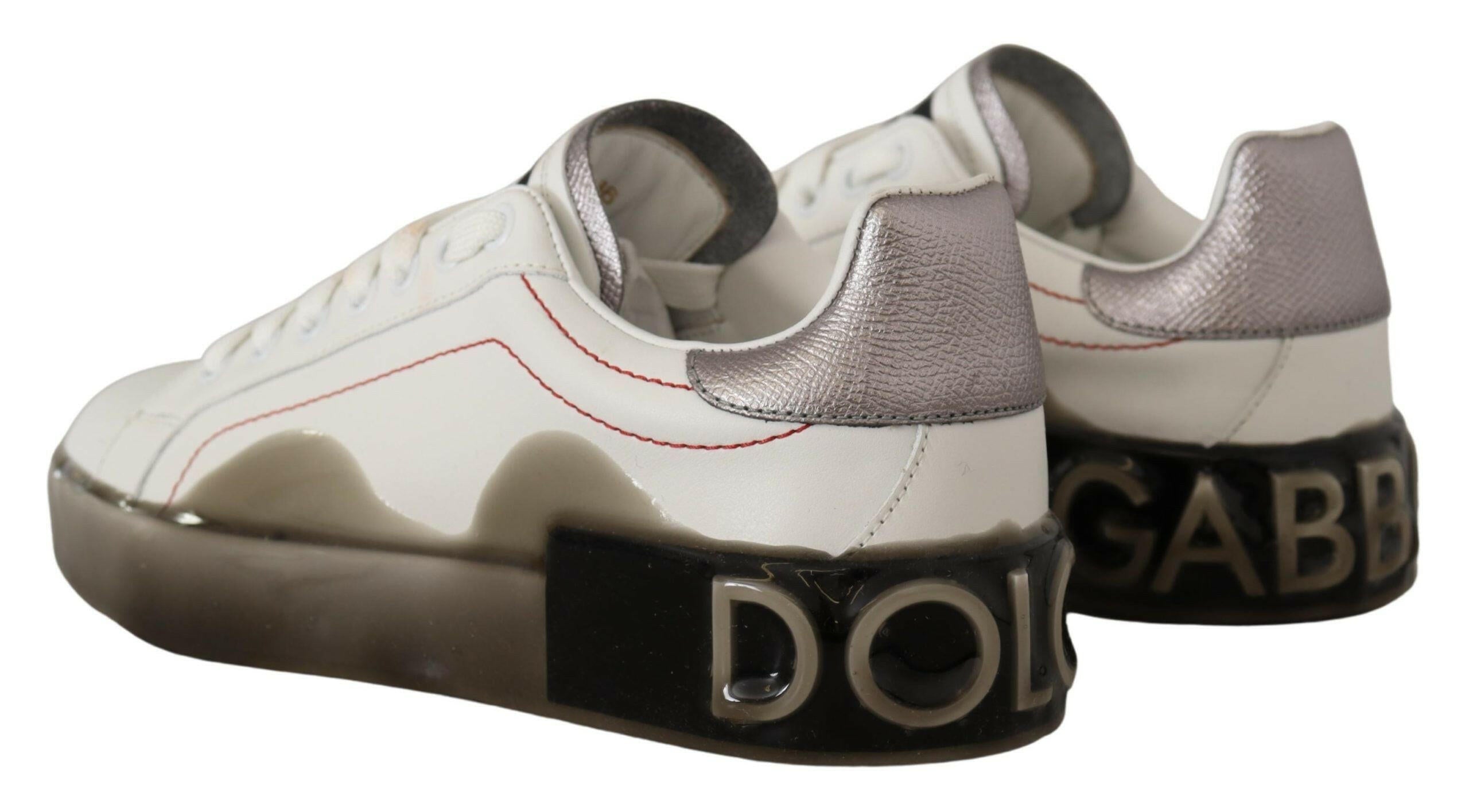 Dolce & Gabbana White Leather Shoes Womens Logo Portofino Sneakers -   -  Dolce & Gabbana. Dolce & Gabbana White Leather Shoes Womens Logo Portofino Sneakers -   -  Dolce & Gabbana.