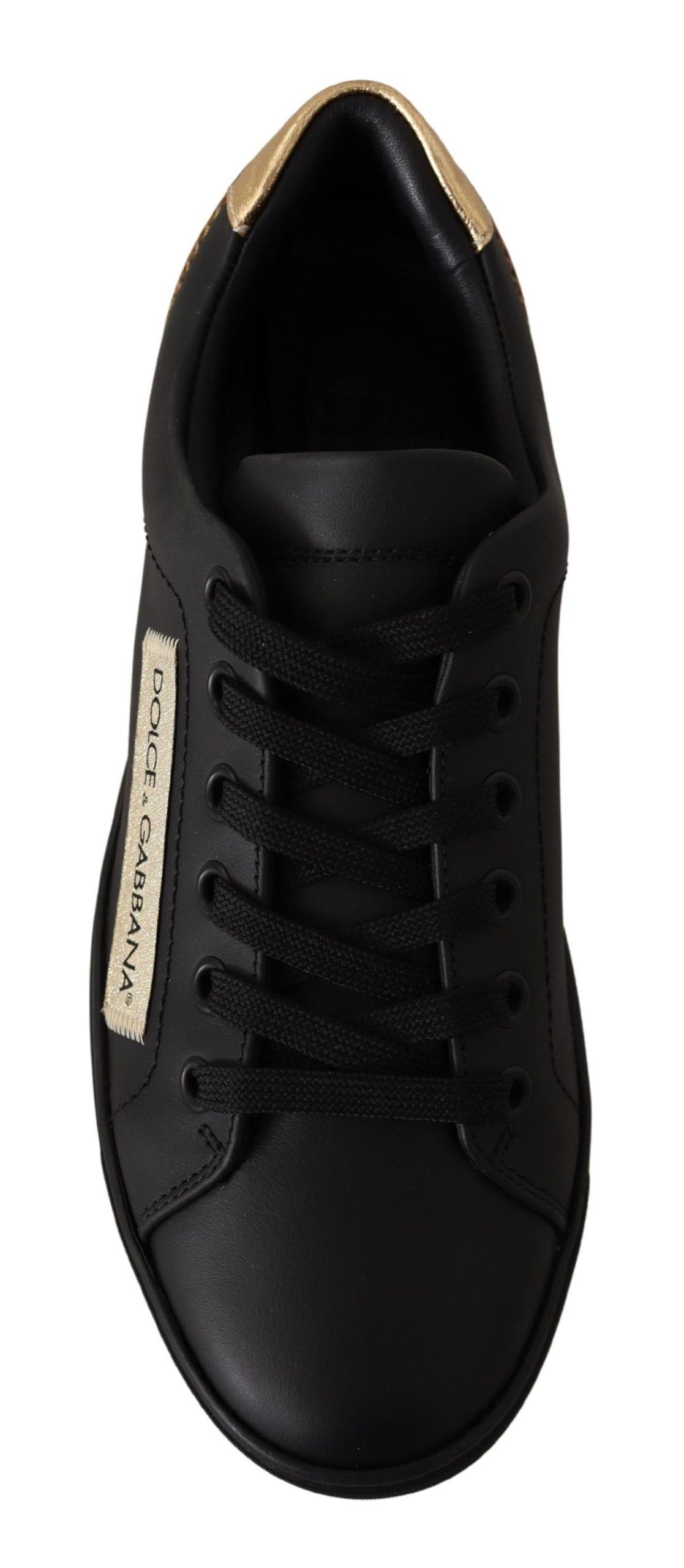 Dolce & Gabbana Black Gold Leather Low Top Sneakers Womens Shoes -   -  Dolce & Gabbana. Dolce & Gabbana Black Gold Leather Low Top Sneakers Womens Shoes -   -  Dolce & Gabbana.