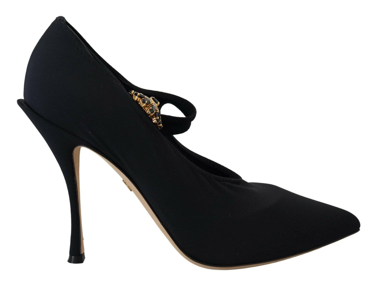 Dolce & Gabbana Black Socks Stretch Crystal Pumps Shoes -   -  Dolce & Gabbana.