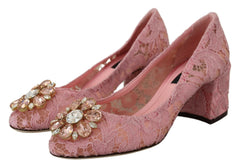 Dolce & Gabbana Pink Taormina Lace Crystal Pumps Pastel Shoes -   -  Dolce & Gabbana.