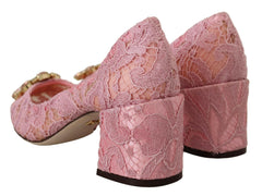 Dolce & Gabbana Pink Taormina Lace Crystal Pumps Pastel Shoes -   -  Dolce & Gabbana.
