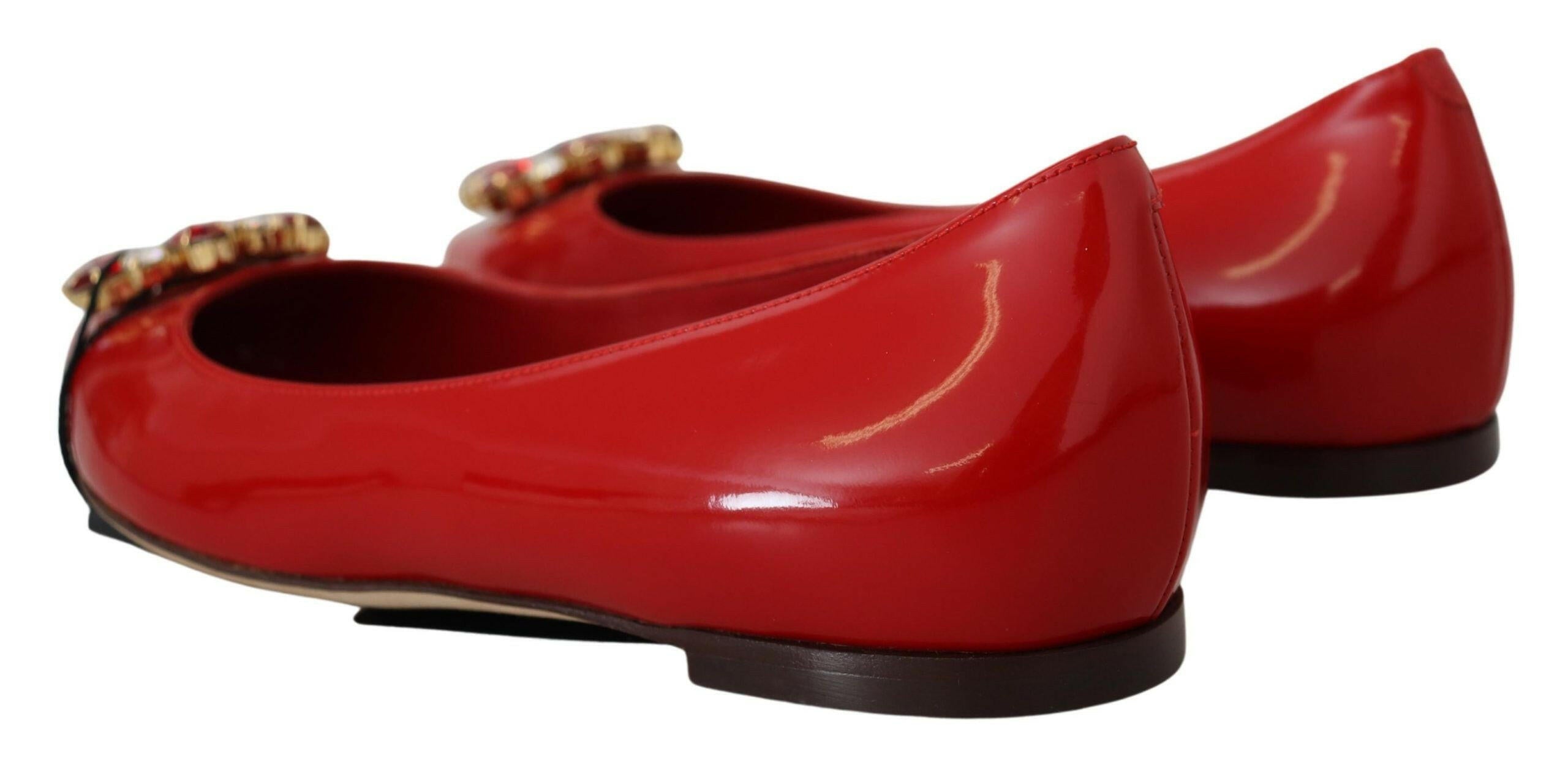 Dolce & Gabbana Red Leather Crystals Loafers Flats Shoes -   -  Dolce & Gabbana. Dolce & Gabbana Red Leather Crystals Loafers Flats Shoes -   -  Dolce & Gabbana.