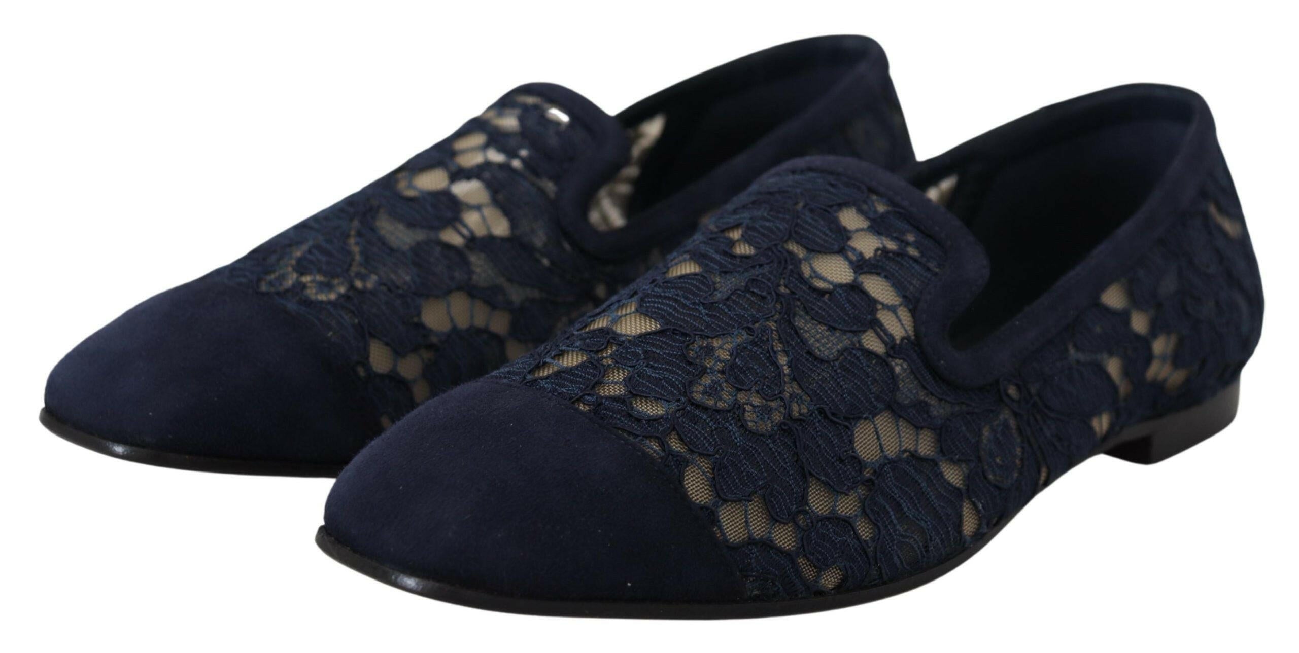 Dolce & Gabbana Blue Floral Lace Slip Ons Loafers Flats Shoes -   -  Dolce & Gabbana. Dolce & Gabbana Blue Floral Lace Slip Ons Loafers Flats Shoes -   -  Dolce & Gabbana.