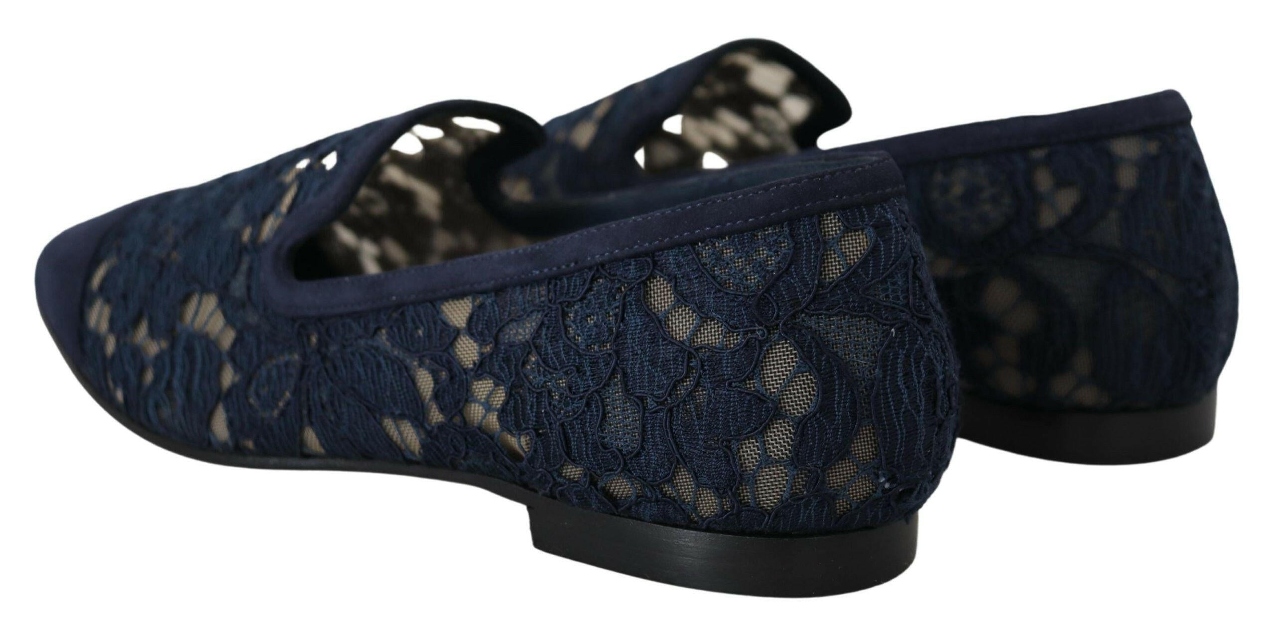 Dolce & Gabbana Blue Floral Lace Slip Ons Loafers Flats Shoes -   -  Dolce & Gabbana. Dolce & Gabbana Blue Floral Lace Slip Ons Loafers Flats Shoes -   -  Dolce & Gabbana.