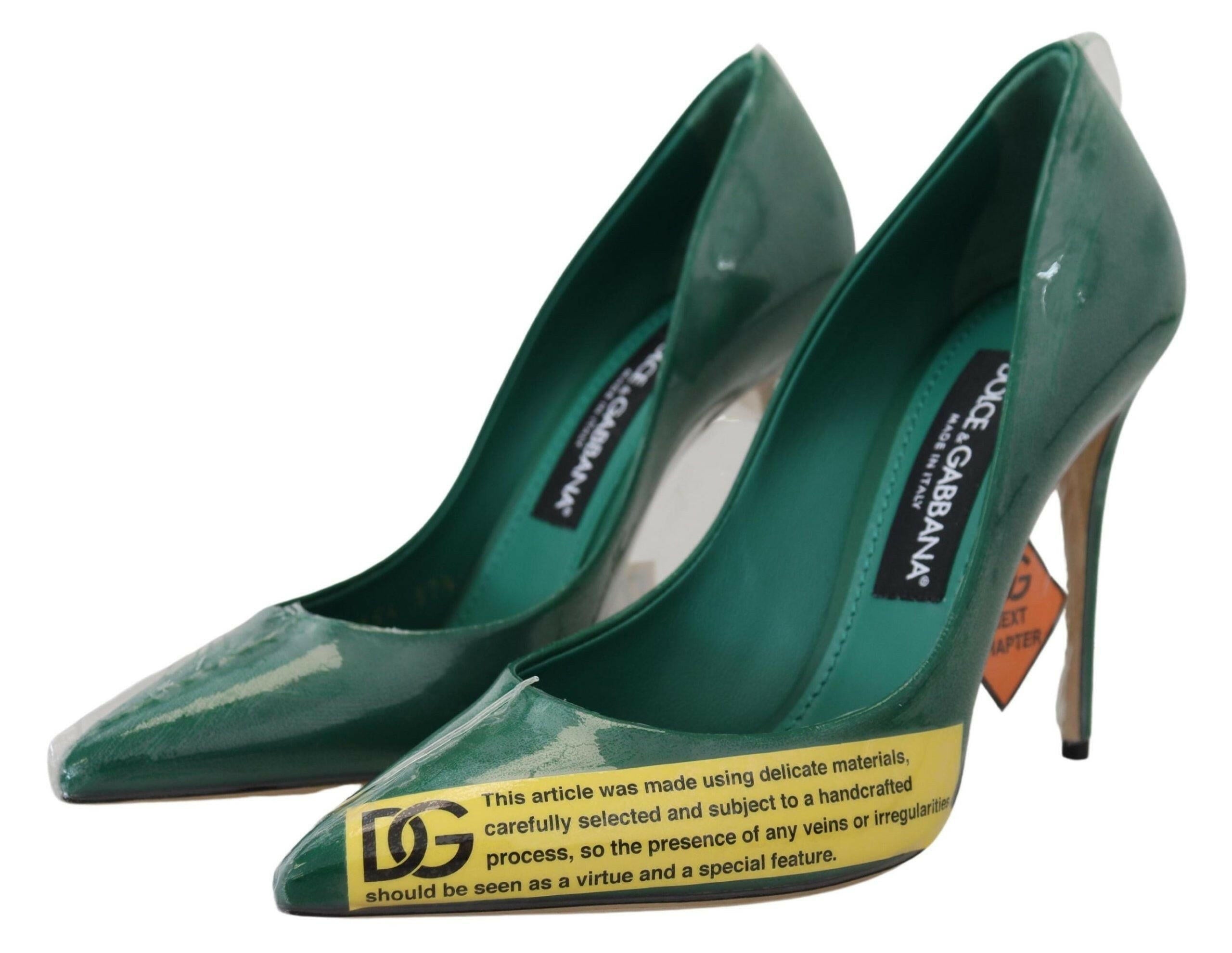 Dolce & Gabbana Green Leather Heels Pumps Plastic Shoes -   -  Dolce & Gabbana. Dolce & Gabbana Green Leather Heels Pumps Plastic Shoes -   -  Dolce & Gabbana.