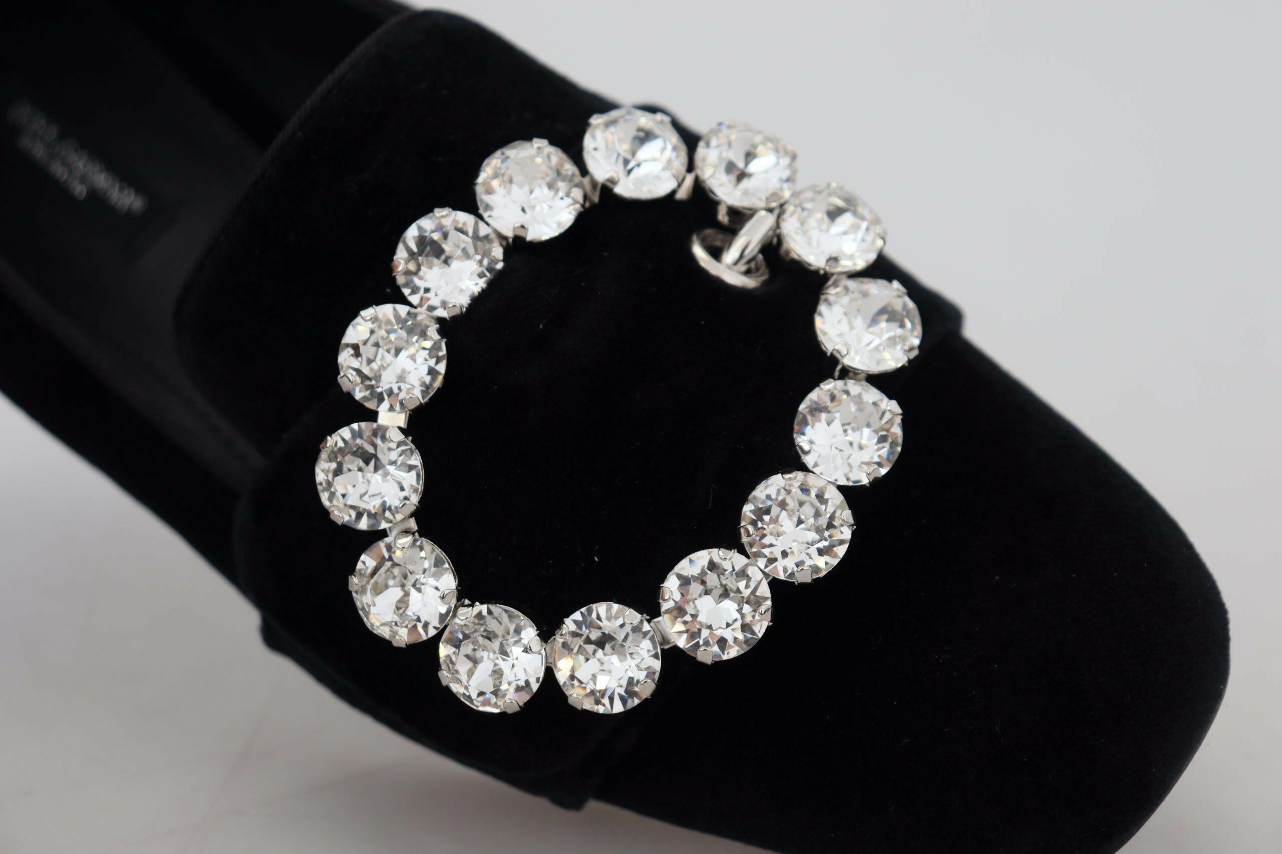 Dolce & Gabbana Black Velvet Crystals Loafers Flats Shoes -   -  Dolce & Gabbana. Dolce & Gabbana Black Velvet Crystals Loafers Flats Shoes -   -  Dolce & Gabbana.