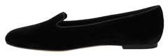 Dolce & Gabbana Black Velvet Slip Ons Loafers Flats Shoes -   -  Dolce & Gabbana.