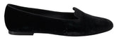 Dolce & Gabbana Black Velvet Slip Ons Loafers Flats Shoes -   -  Dolce & Gabbana.