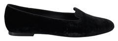 Dolce & Gabbana Black Velvet Slip Ons Loafers Flats Shoes -   -  Dolce & Gabbana.