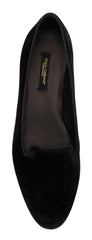 Dolce & Gabbana Black Velvet Slip Ons Loafers Flats Shoes -   -  Dolce & Gabbana.