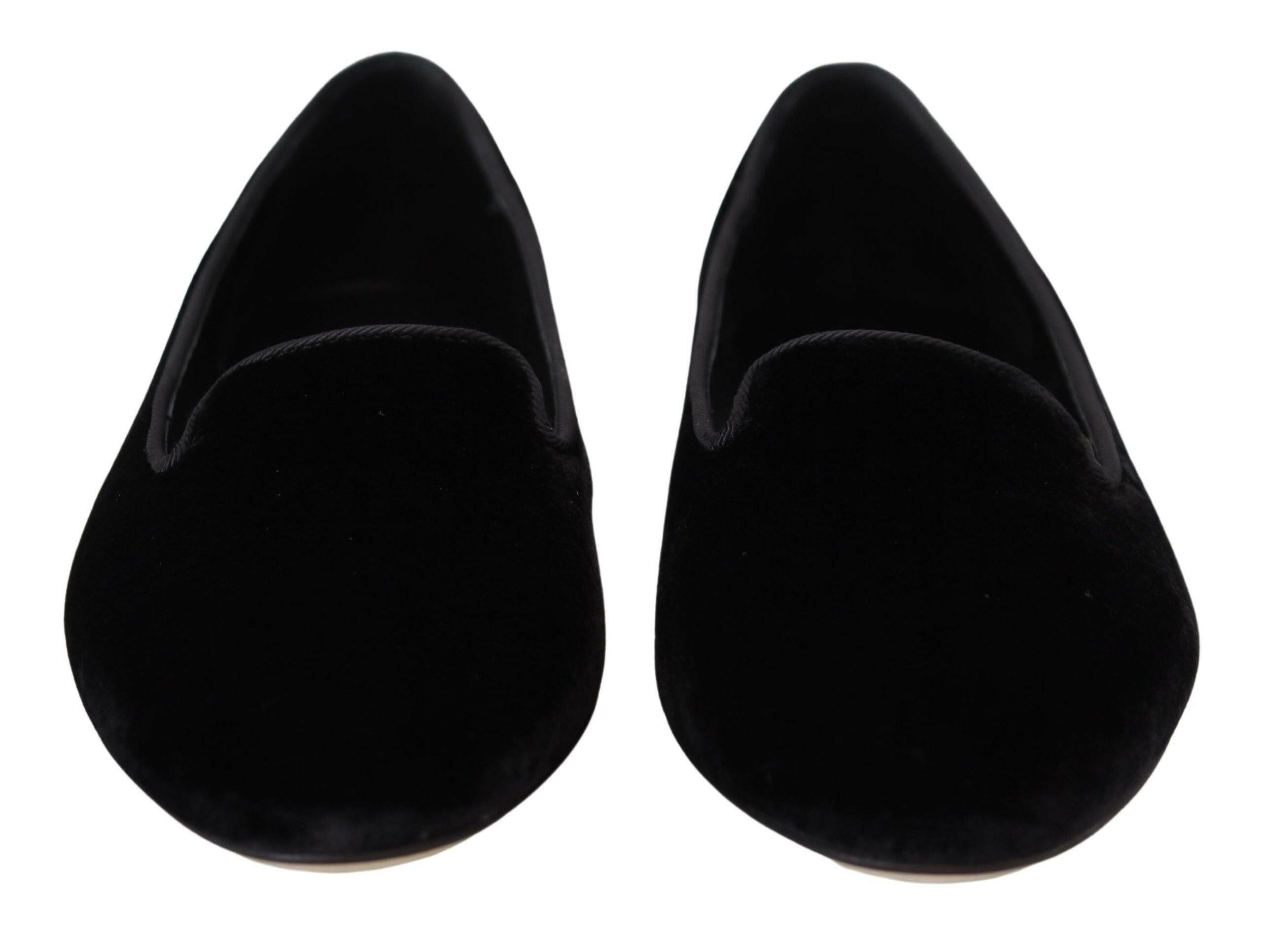 Dolce & Gabbana Black Velvet Slip Ons Loafers Flats Shoes -   -  Dolce & Gabbana. Dolce & Gabbana Black Velvet Slip Ons Loafers Flats Shoes -   -  Dolce & Gabbana.