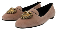 Dolce & Gabbana Pink Velvet Slip Ons Loafers Flats Shoes -   -  Dolce & Gabbana.