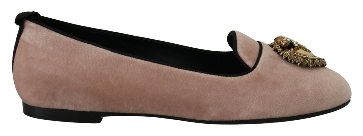 Dolce & Gabbana Pink Velvet Slip Ons Loafers Flats Shoes -   -  Dolce & Gabbana.