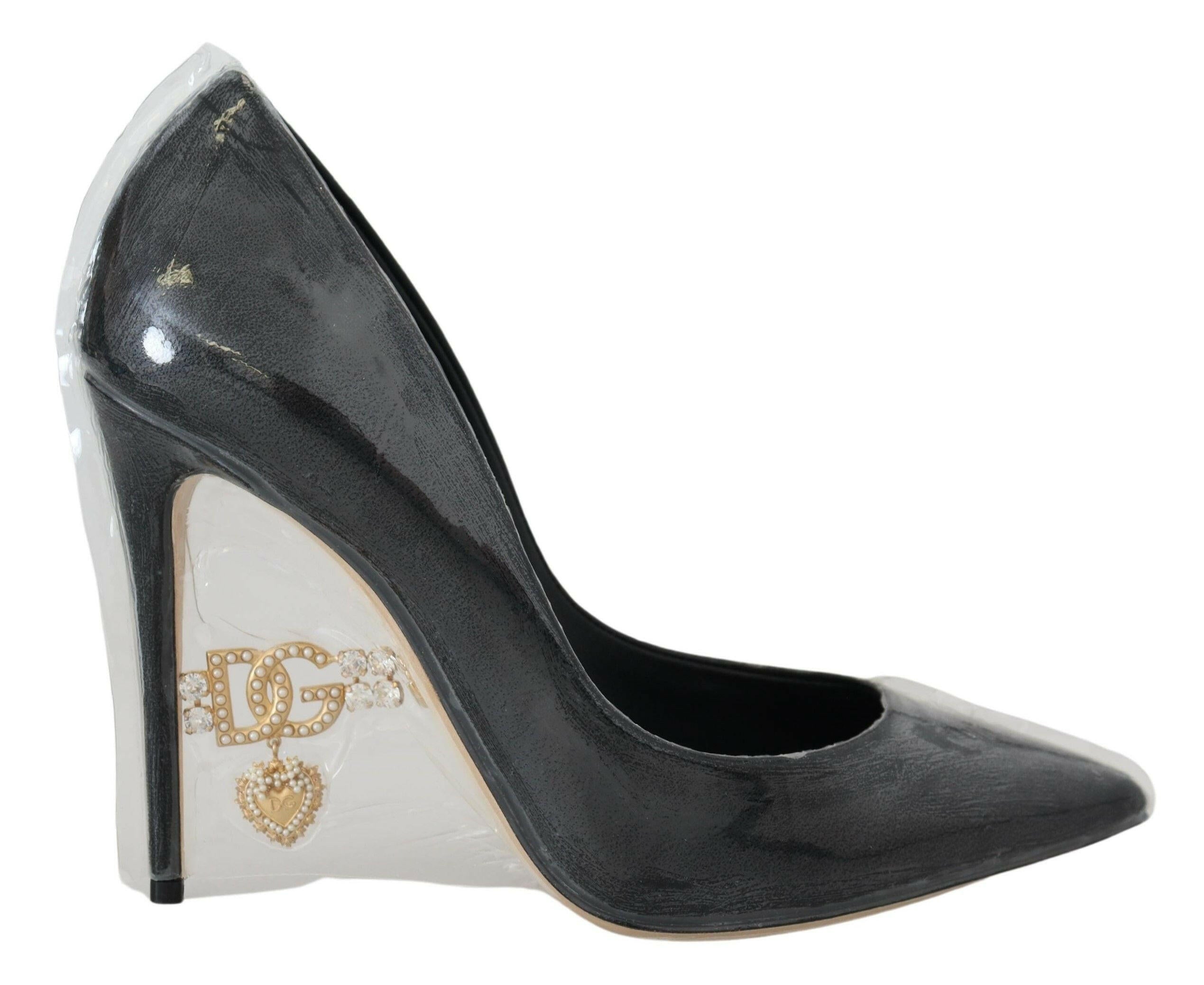Dolce & Gabbana Black Leather Heels Pumps Plastic Wrapped Shoes -   -  Dolce & Gabbana.