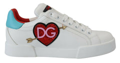 Dolce & Gabbana White Leather Sneaker Portofino Logo Heart Shoes -   -  Dolce & Gabbana.