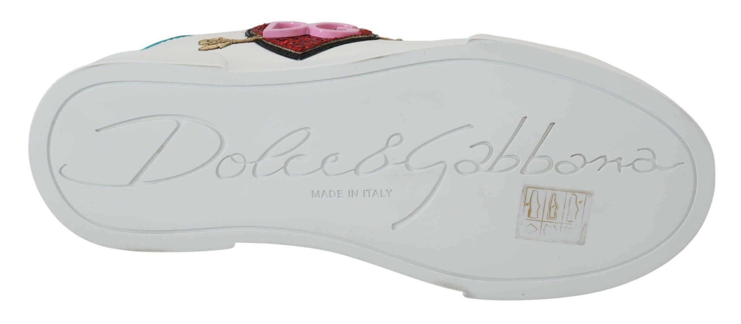 Dolce & Gabbana White Leather Sneaker Portofino Logo Heart Shoes -   -  Dolce & Gabbana. Dolce & Gabbana White Leather Sneaker Portofino Logo Heart Shoes -   -  Dolce & Gabbana.