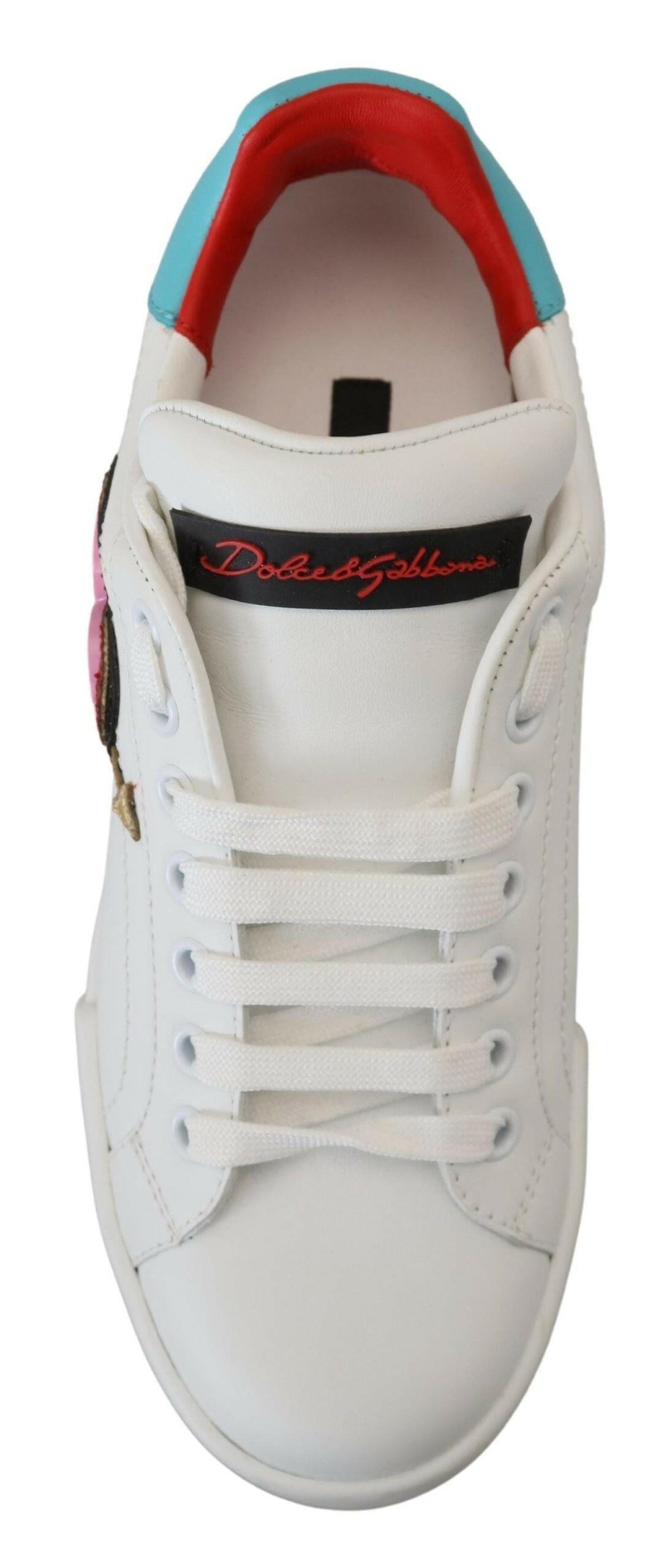Dolce & Gabbana White Leather Sneaker Portofino Logo Heart Shoes -   -  Dolce & Gabbana. Dolce & Gabbana White Leather Sneaker Portofino Logo Heart Shoes -   -  Dolce & Gabbana.