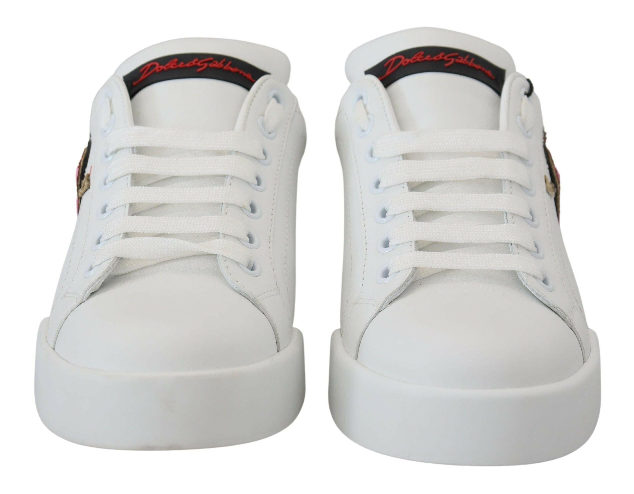 Dolce & Gabbana White Leather Sneaker Portofino Logo Heart Shoes -   -  Dolce & Gabbana. Dolce & Gabbana White Leather Sneaker Portofino Logo Heart Shoes -   -  Dolce & Gabbana.