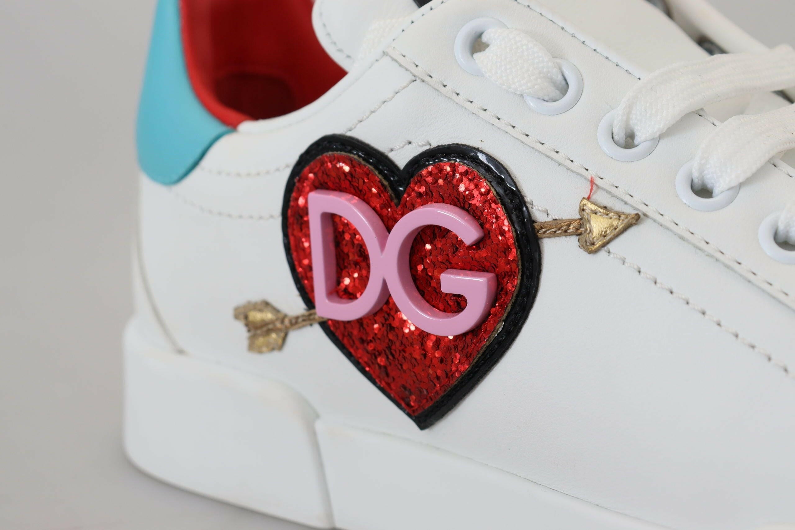 Dolce & Gabbana White Leather Sneaker Portofino Logo Heart Shoes -   -  Dolce & Gabbana. Dolce & Gabbana White Leather Sneaker Portofino Logo Heart Shoes -   -  Dolce & Gabbana.