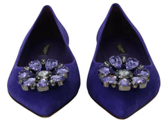 Dolce & Gabbana Purple Suede Crystals Loafers Flats Shoes -   -  Dolce & Gabbana.