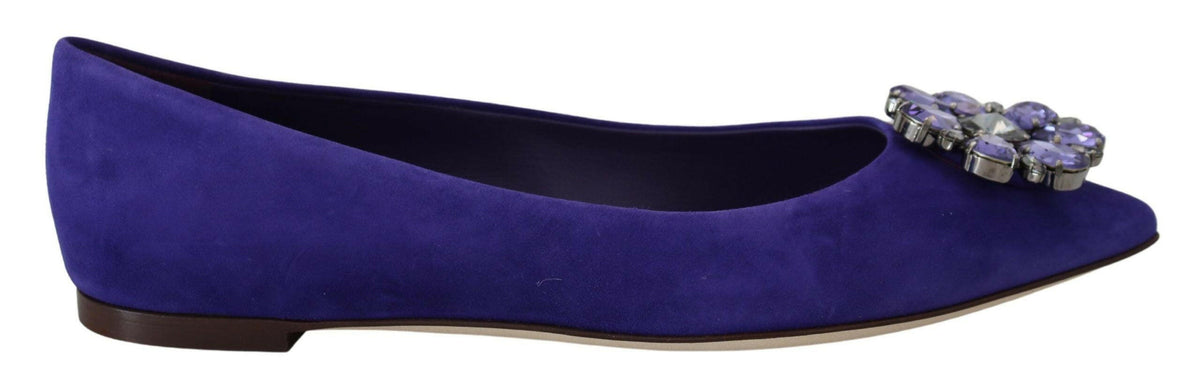 Dolce & Gabbana Purple Suede Crystals Loafers Flats Shoes -   -  Dolce & Gabbana.