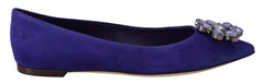 Dolce & Gabbana Purple Suede Crystals Loafers Flats Shoes -   -  Dolce & Gabbana.