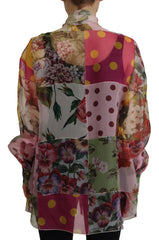 Dolce & Gabbana Multicolor Ascot Collar Patchwork Blouse Top -   -  Dolce & Gabbana.