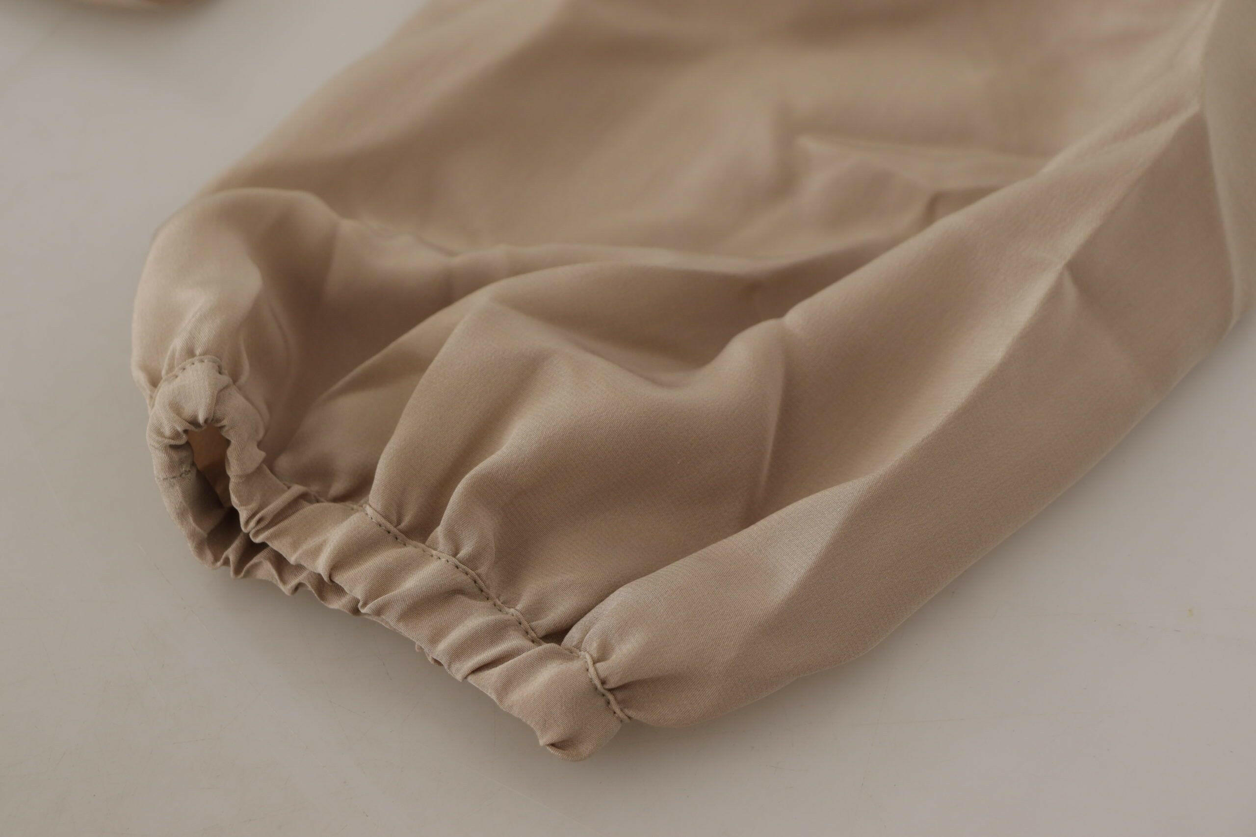 Dolce & Gabbana Brown Waistband Sleeves Ascot Collar Top Blouse -   -  Dolce & Gabbana. Dolce & Gabbana Brown Waistband Sleeves Ascot Collar Top Blouse -   -  Dolce & Gabbana.