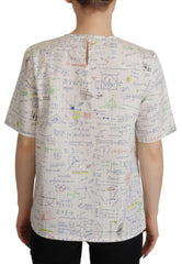 Dolce & Gabbana White Cotton Algebra Print Short Sleeves Top -   -  Dolce & Gabbana.