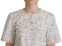 Dolce & Gabbana White Cotton Algebra Print Short Sleeves Top -   -  Dolce & Gabbana.