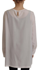 Dolce & Gabbana White Silk DG Logo Embroidered Long Sleeves Blouse -   -  Dolce & Gabbana.