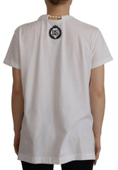 Dolce & Gabbana White Necklace Embellished Neckline T-shirt Top -   -  Dolce & Gabbana.