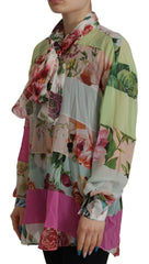 Dolce & Gabbana Multicolor  Floral Patchwork Design Ascot Collar Top Blouse -   -  Dolce & Gabbana.