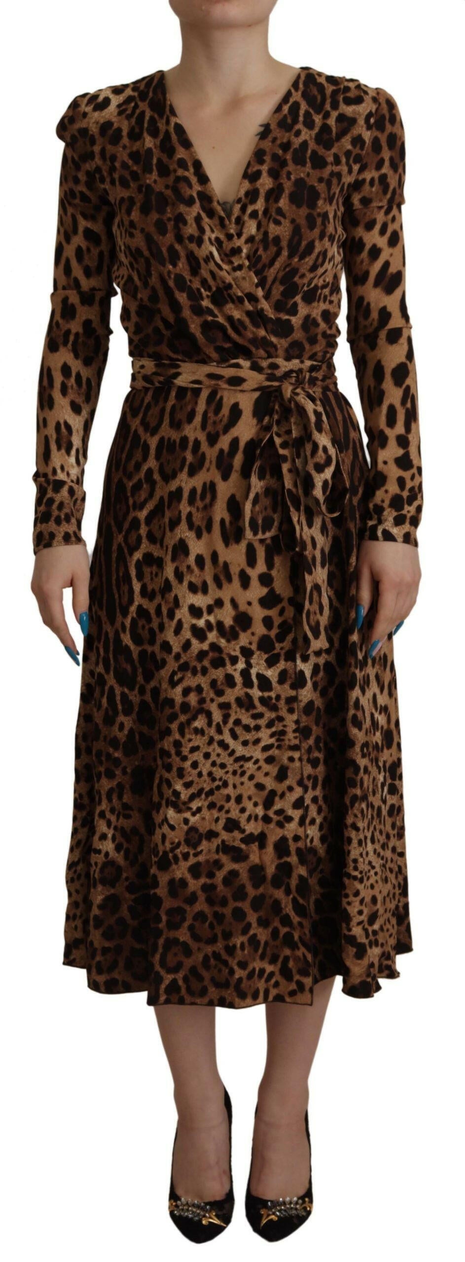 Dolce & Gabbana Brown Leopard Wrap A-line Maxi Viscose Dress -   -  Dolce & Gabbana.