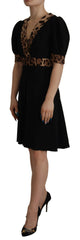 Dolce & Gabbana Black Leopard A-line Knee Length Dress -   -  Dolce & Gabbana.