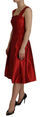Dolce & Gabbana Red A-line Pleated Satin Silk Dress -   -  Dolce & Gabbana.
