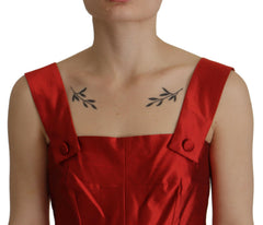 Dolce & Gabbana Red A-line Pleated Satin Silk Dress -   -  Dolce & Gabbana.