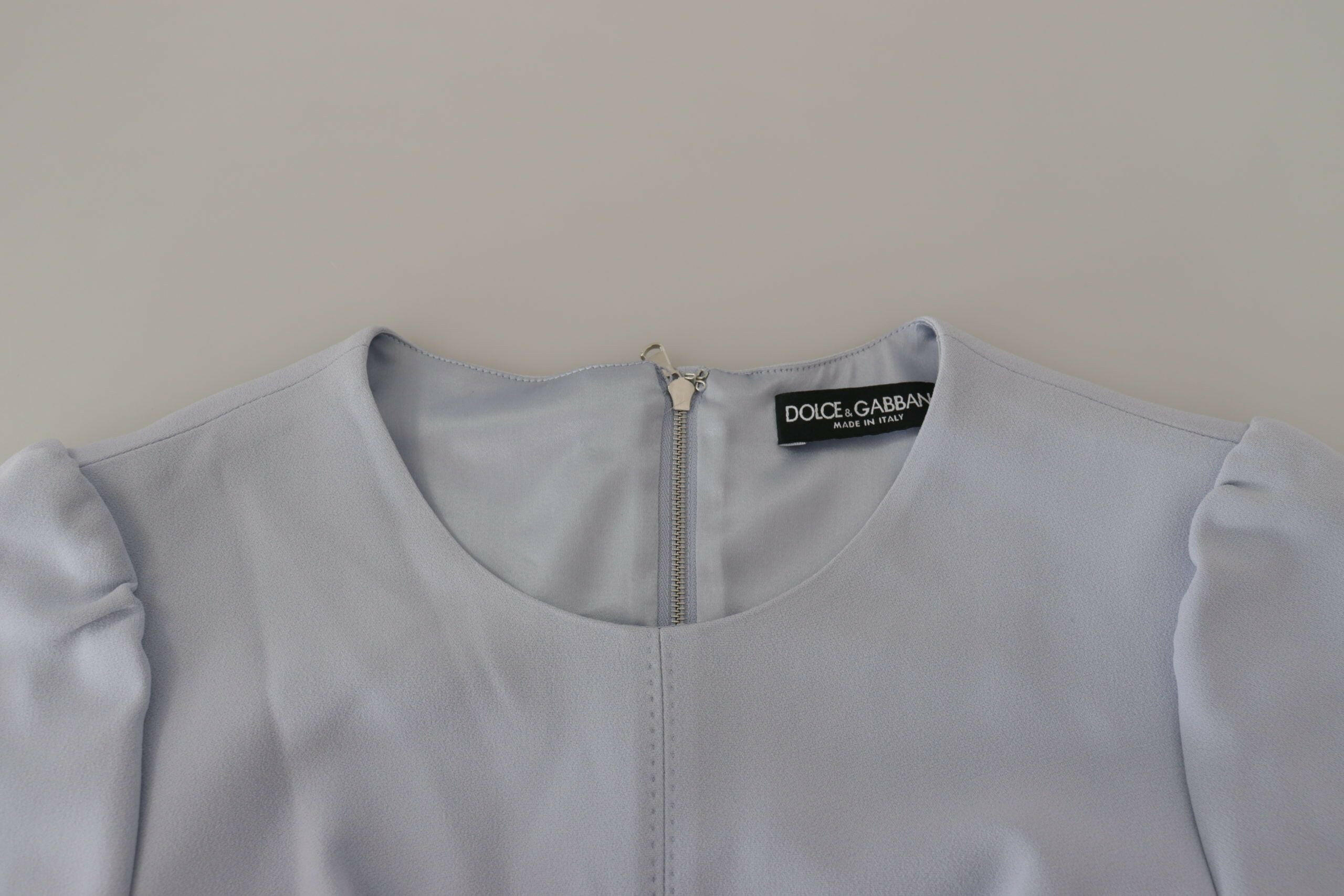 Dolce & Gabbana Blue Floral Applique Midi Viscose Dress -   -  Dolce & Gabbana. Dolce & Gabbana Blue Floral Applique Midi Viscose Dress -   -  Dolce & Gabbana.