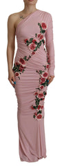 Dolce & Gabbana Pink Flower Embellished One Shoulder Dress -   -  Dolce & Gabbana.