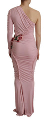 Dolce & Gabbana Pink Flower Embellished One Shoulder Dress -   -  Dolce & Gabbana.
