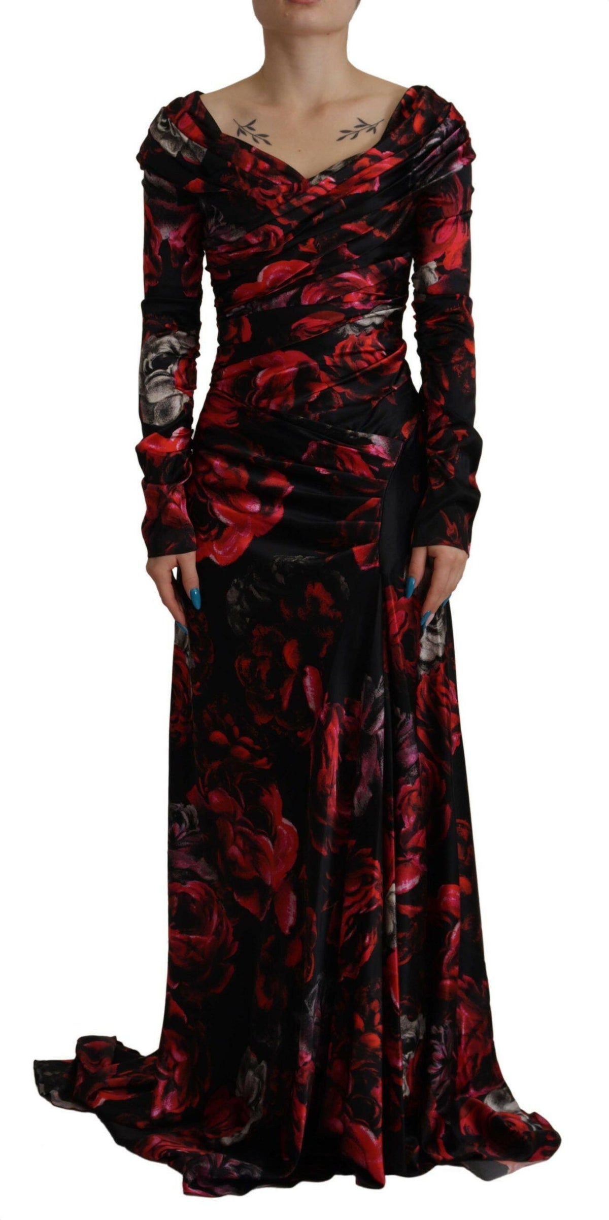 Dolce & Gabbana Black Floral Roses A-Line Sheath Gown Dress -   -  Dolce & Gabbana.