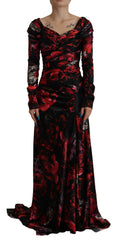 Dolce & Gabbana Black Floral Roses A-Line Sheath Gown Dress -   -  Dolce & Gabbana.